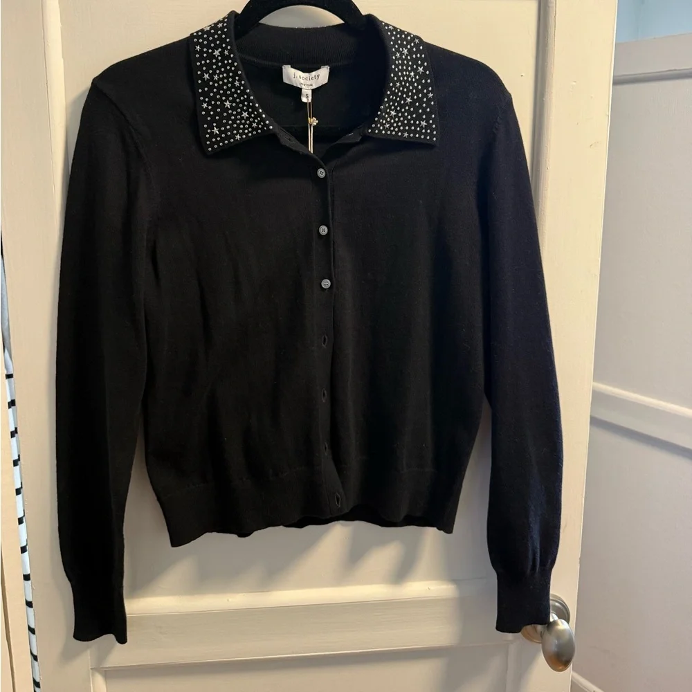 J.Society Black Cardigan with Studded Collar - Picture 4 of 7